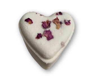 Organic Heart Bath Bomb, Bridal Baby Shower Favor, Gifts for Her, Gift for Girlfriend, Handmade Gift, Aromatherapy, Rose Bath Bomb