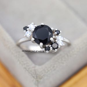 Natural Black Onyx Round Ring, 925 Sterling Silver Ring, Black Onyx Jewelry, Black Stone Ring, Wedding Gift, Handmade Ring, Gift for Women
