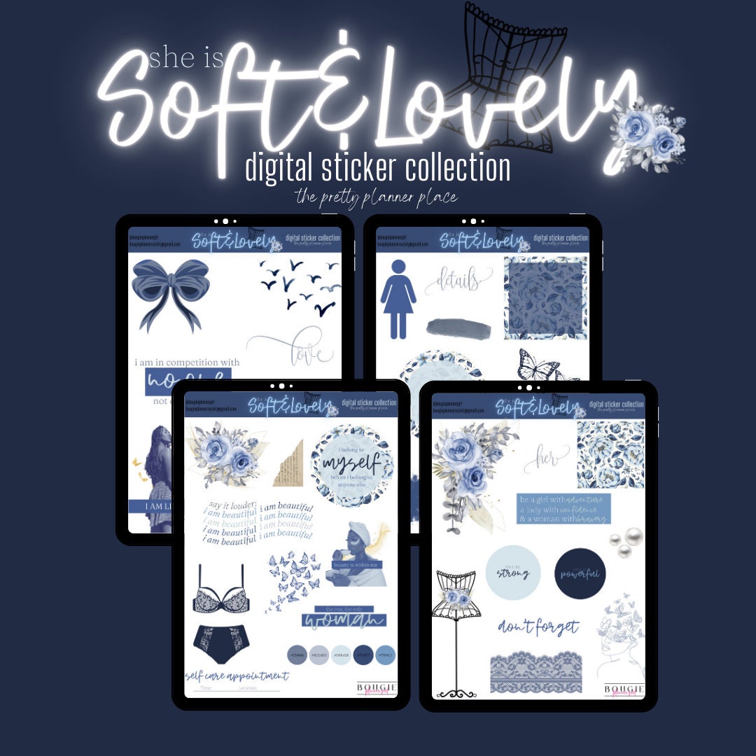She is Soft & Lovely Digital Sticker Collection, Digital Planner