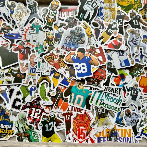 NFL Football Inspired Sticker Pack Sets (20ea set) - Laptop, Water Bottle, Tumbler Stickers - See Description