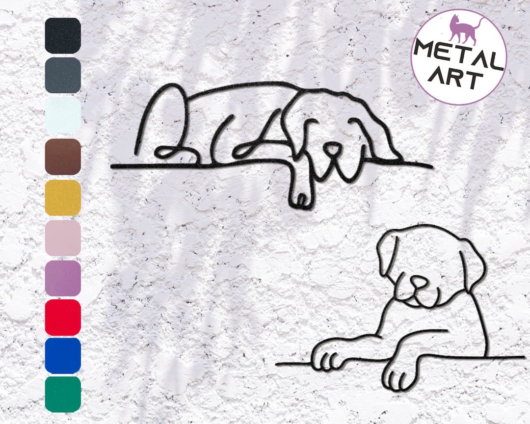 Metal Wall Art Metal Wall Decor Dog Minimalist Line Art Wall Etsy