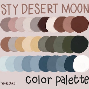 DUSTY DESERT MOON, Color Scheme, Procreate Art Palette, Color Swatches, Colors, 30 swatches