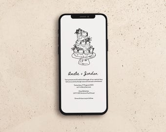Plantilla de invitación de boda con garabatos para E-mail: Invitación con garabatos dibujados a mano (descarga digital, AL101)