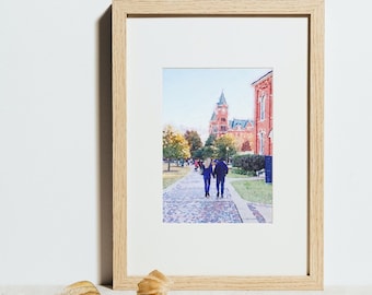 Printable Watercolor Wall Art // City Series: Auburn, AL // Samford Hall // Instant Digital Download