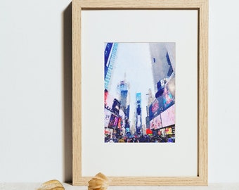 Printable Watercolor Wall Art // City Series: New York City // Times Square // Instant Digital Download