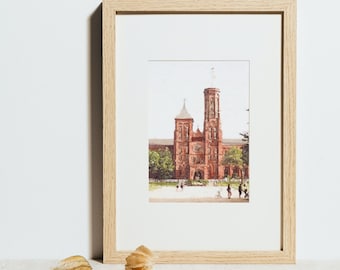 Printable Watercolor Wall Art // City Series: Washington, DC // Smithsonian Castle // Instant Digital Download