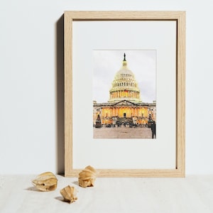 Printable Watercolor Wall Art // City Series: Washington, DC // U.S. Capitol // Instant Digital Download