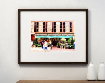 Printable Watercolor Wall Art // City Series: Boston // Flower Shop // Instant Digital Download