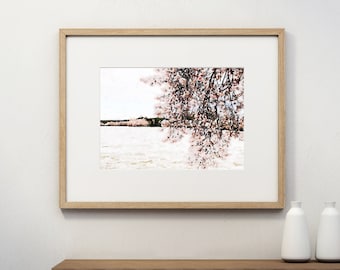 Printable Watercolor Wall Art // City Series: Washington, DC // Tidal Basin // Cherry Blossoms // Instant Digital Download