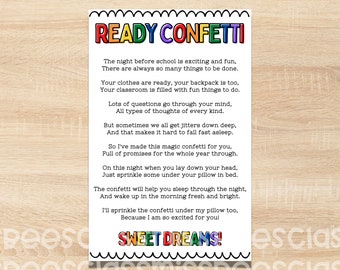 Confeti listo para el regreso a clases / Regalo del nuevo año escolar para estudiantes / Regalo de bienvenida a mi clase / Nuevo año escolar /