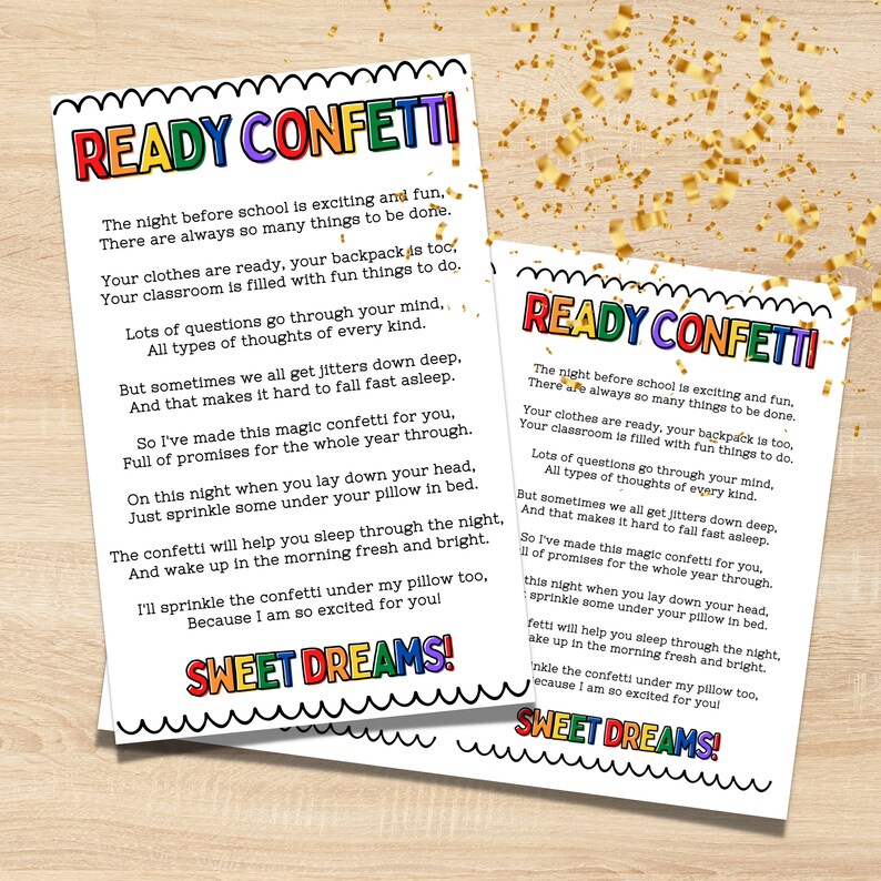 Back to School Ready Confetti New School Year Gift for Students