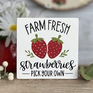 Strawberry Mini Sign | Summer Tiered Tray | Farmhouse Decor | Strawberry Decor | Strawberry Shelf Decor | Strawberry Tiered Tray
