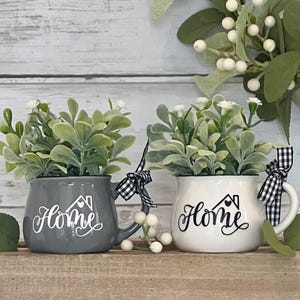 Tiered Tray Greenery | Tiered Tray Floral | Farmhouse Decor | Mini Floral | Mini Mug Decor | Tiered Tray Decor | Farmhouse Tiered Tray