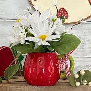 Strawberry Mini Floral | Summer Tiered Tray | Strawberry Coffee Bar | Strawberry Decor | Strawberry Shelf Decor | Strawberry Tiered Tray
