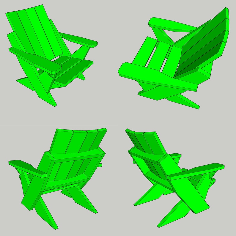 Modern Adirondack Chair Plans Diy Wooden Chair Plans Build Etsy