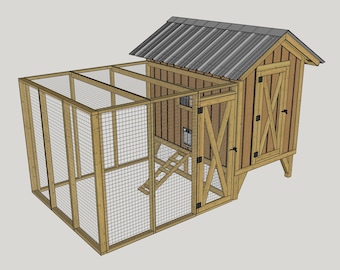 5x8 Hühnerstall-Pläne - DIY-Hühnerstall-Pläne mit Auslauf - DIY-Hähnchenlauf-Pläne