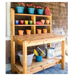 DIY Potting Bench Plans - Wood Potting Outdoor Table Plans - Garden table Plant Plans