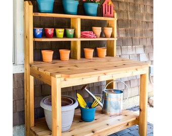 DIY Potting Bench Plans - Wood Potting Outdoor Table Plans - Garden table Plant Plans
