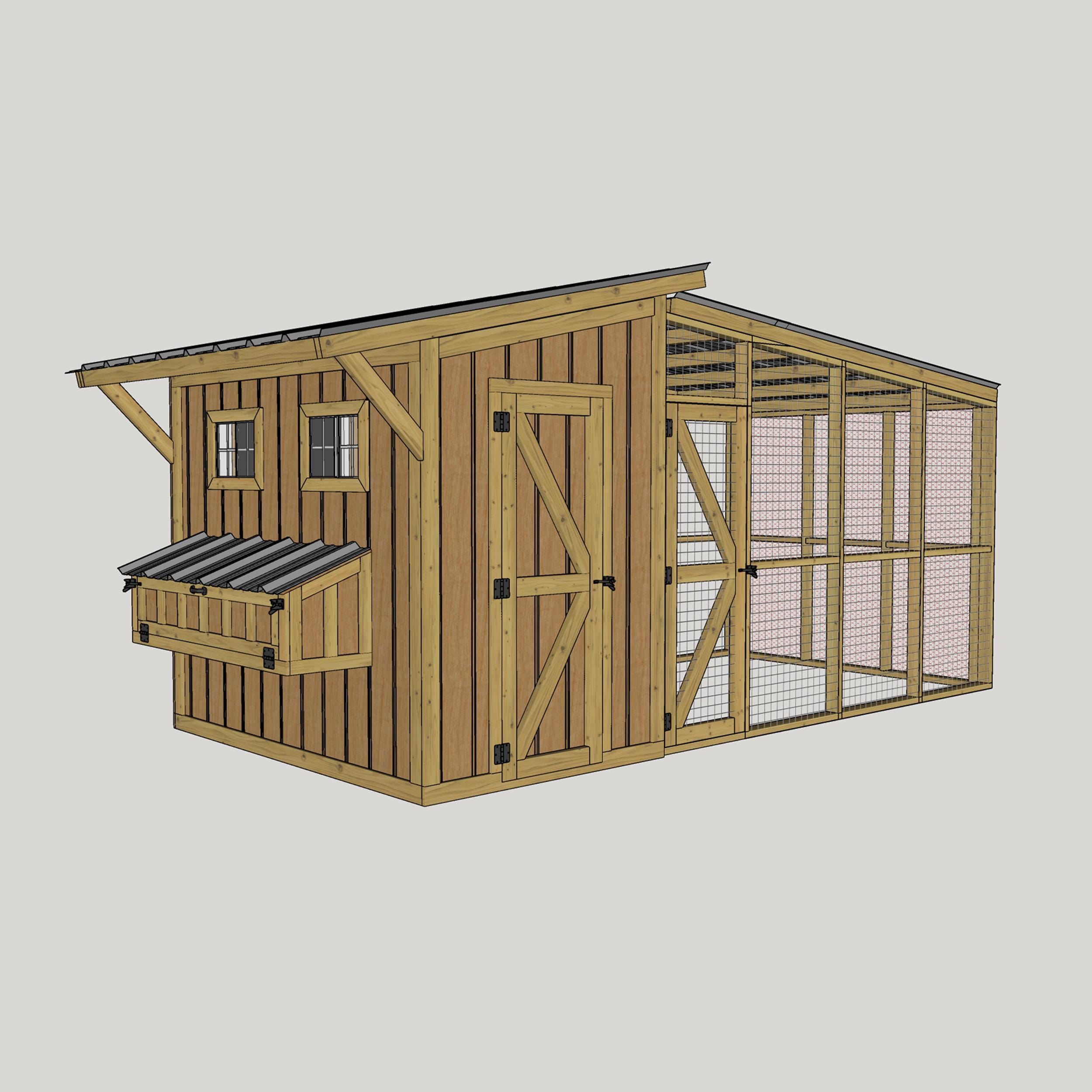 8x16 Chicken coop plans - DIY Chicken coop plans with run - DIY Chicken run plans - Chicken Coop & Run Plans