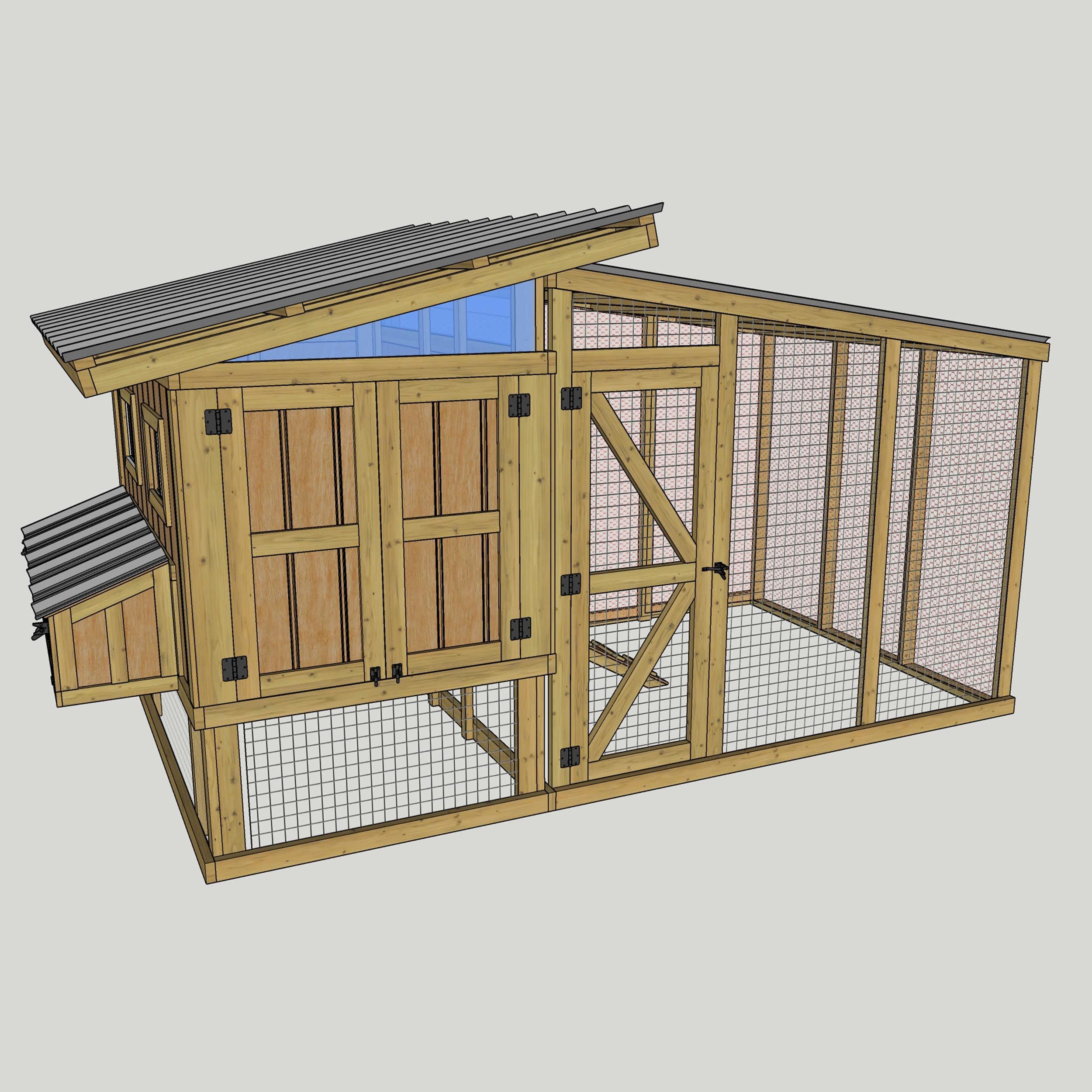 8x14 鶏小屋の設計図 - 鶏小屋と鶏舎のDIY設計図 - 鶏小屋と鶏舎のDIY