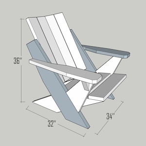 Plans de chaises Adirondack modernes - Plans de chaises en bois de bricolage - Construire des plans de chaises d'extérieur - Plans de meubles de chaises de jardin