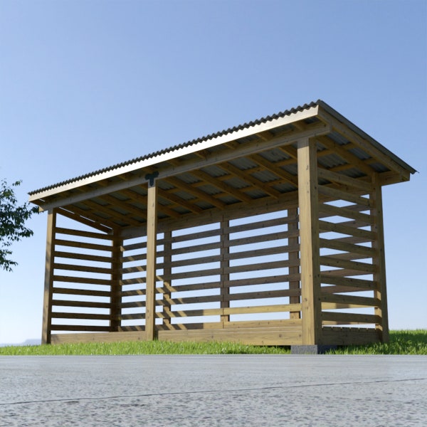 4x16 Firewood Shed Plans - Build Firewood Storage Garden - DIY Firewood Rack Outdoor -3 Cord Wood Shed DIY Plans