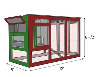 Moderne Hühnerstall-Pläne - DIY-Hühnerstall mit Laufplänen - Bauen Sie Holz-Hühnerlauf-Pläne - Hinterhof-Hühnerhaus-Plan