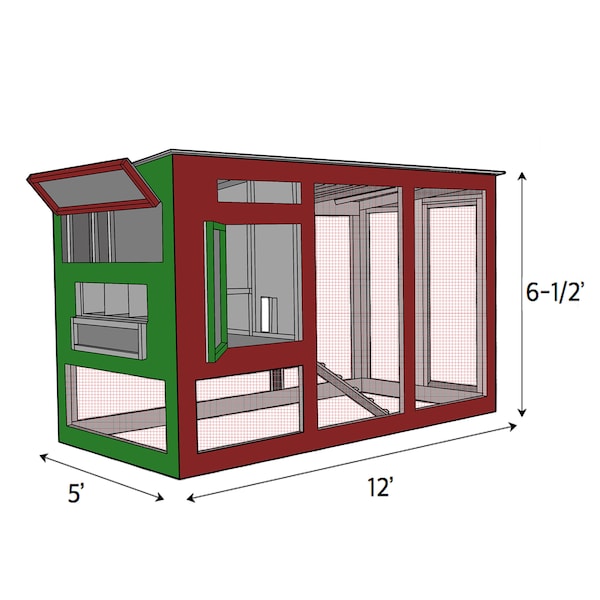 Modern Chicken Coop Plans - Diy Chicken Coop With Run Plans - Build Wood Chicken Run Plans - Backyard Chicken House Plan