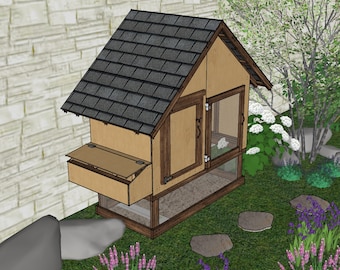 4x8 Hühnerstall-Pläne - DIY Hühnerstall Mit Laufplänen - Bauen Sie Holz-Hühnerlauf-Pläne - Hinterhof-Hühnerhaus-Pläne