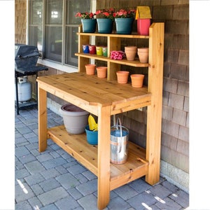 DIY Potting Bench Plans Wood Potting Outdoor Table Plans Garden table Plant Plans image 4