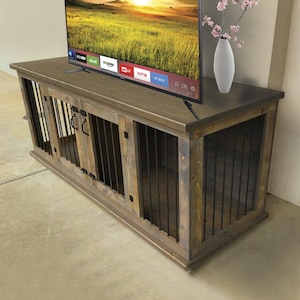 Double large dog kennel plan - DIY Wood indoor dog crate furniture plan