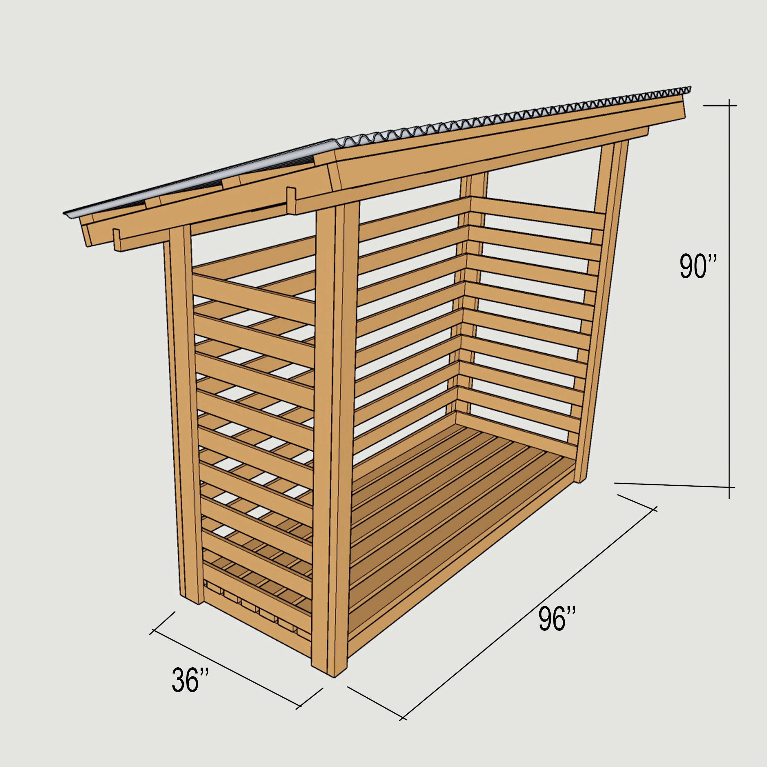 3x8 Firewood Shed Plans - Build Firewood Storage Garden - DIY Firewood