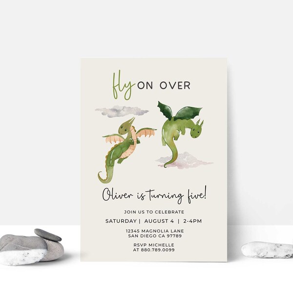 Dragon Birthday Invitation • Modern Dragon • Editable Digital Invitation Template Corjl INSTANT DOWNLOAD