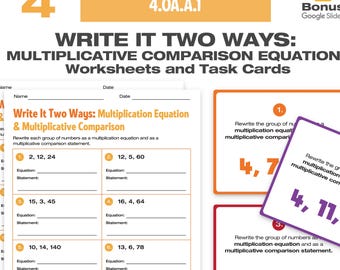 Multiplicative Comparison Fourth Grade Math 4.OA.A.1 - - Write it Two Ways!