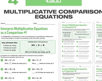 Multiplicative Comparison Fourth Grade Math 4.OA.A.1