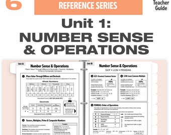 6th Grade Number Sense and Operations Anchor Charts Reference Guide  | Place Value, GCF, LCM & PEMDAS and Teacher Guide