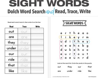 Dolch Sight Word Word Find and Tracing • Pre-K to 1st Grade Sight Word Worksheet