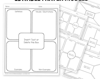 EDITABLE Frayer Model Template • 24 Designs Vertical and Horizontal - Print Ready PDF + Canva and Google Slides