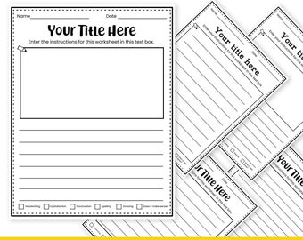EDITABLE Writing Templates • Lines and Boxes • 6 Designs Fully Editable + bonus png graphics