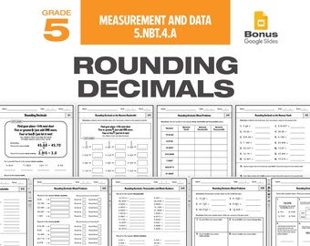 5th Grade: Rounding Decimals Worksheets • Decimal Place Value Worksheets and Place Value Chart | 5.NBT.4