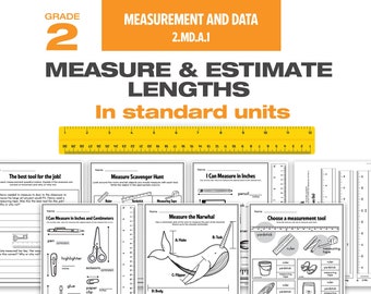 2nd Grade Measurement Worksheets 2.MD.A.1 | Yard Stick and Meter Stick | No Prep PDF 18 Worksheets