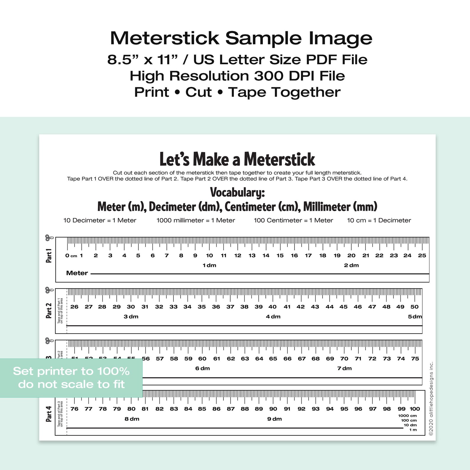 Yardstick and Meterstick Template Printable | Cut and Create Yardstick ...