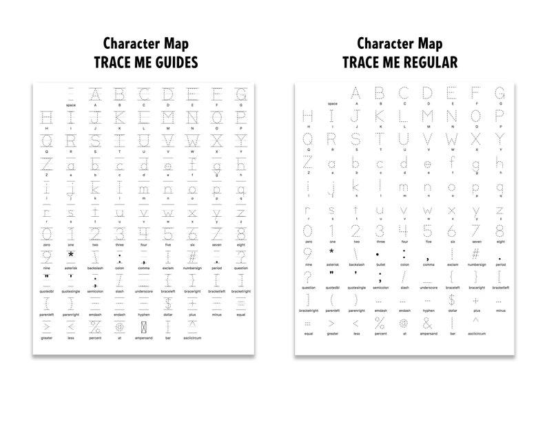 Simple Trace Character Alphabet Tracing Fonts • Primary Font TRACE ME Lined and Unlined ...