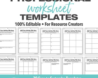 EDITABLE Worksheet Templates for TPT Sellers | V1 | PowerPoint and Canva