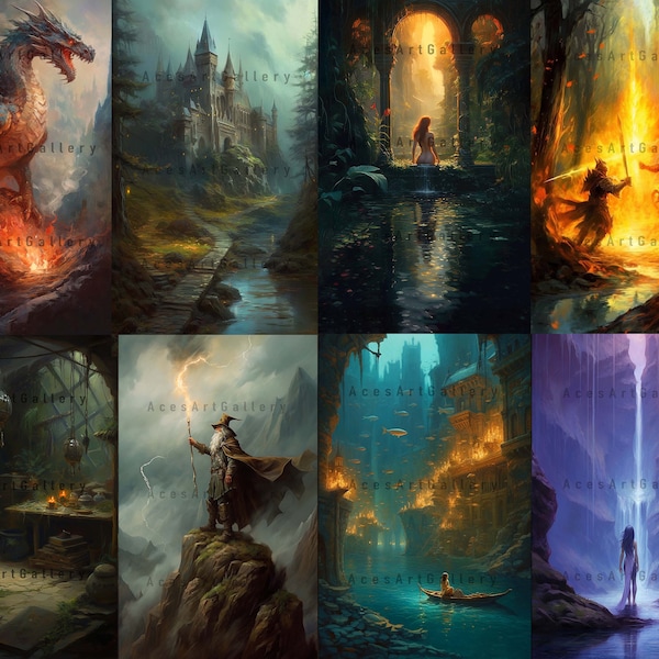 16 Fantasy World Digital Prints Bundle + 2 Suprise Paintings