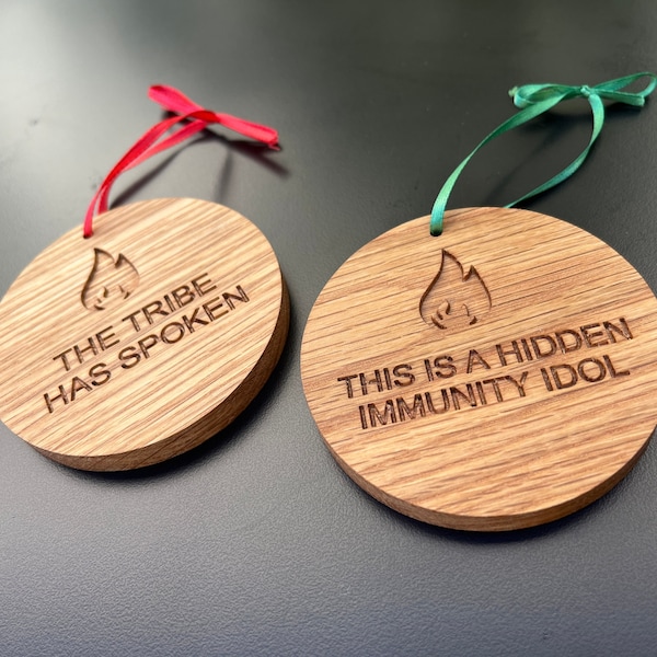 Survivor Christmas ornaments, tv show gift, wood ornament, fan, Jeff Probst, funny gifts, holiday, merchandise