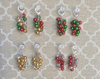 Jingle Bell Cluster Christmas Dangle Earrings