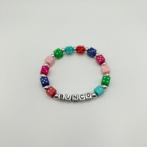 Bunco bracelet, dice bracelet, stretch beaded bracelet