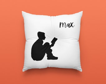 Boy and Girl Silhouette Square Tufted Pillow