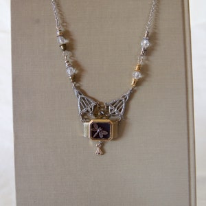Handcrafted Necklace, Dragonfly, Steampunk Inspired, Unique One of a Kind, Upcycled Vintage Watch, Gear Jewelry